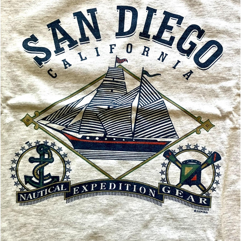 Vintage Murina San Diego Nautical Expedition Gear T-Shirt Gray XL Made in USA